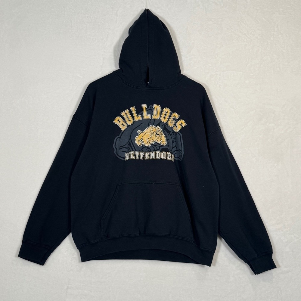 Vintage Gildan Bettendorf Bulldogs Navy & Beige Pullover Hoodie